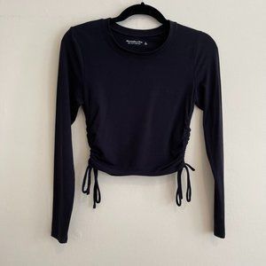 Abercrombie & Fitch Black Long Sleeve Crop Shirt Size Small